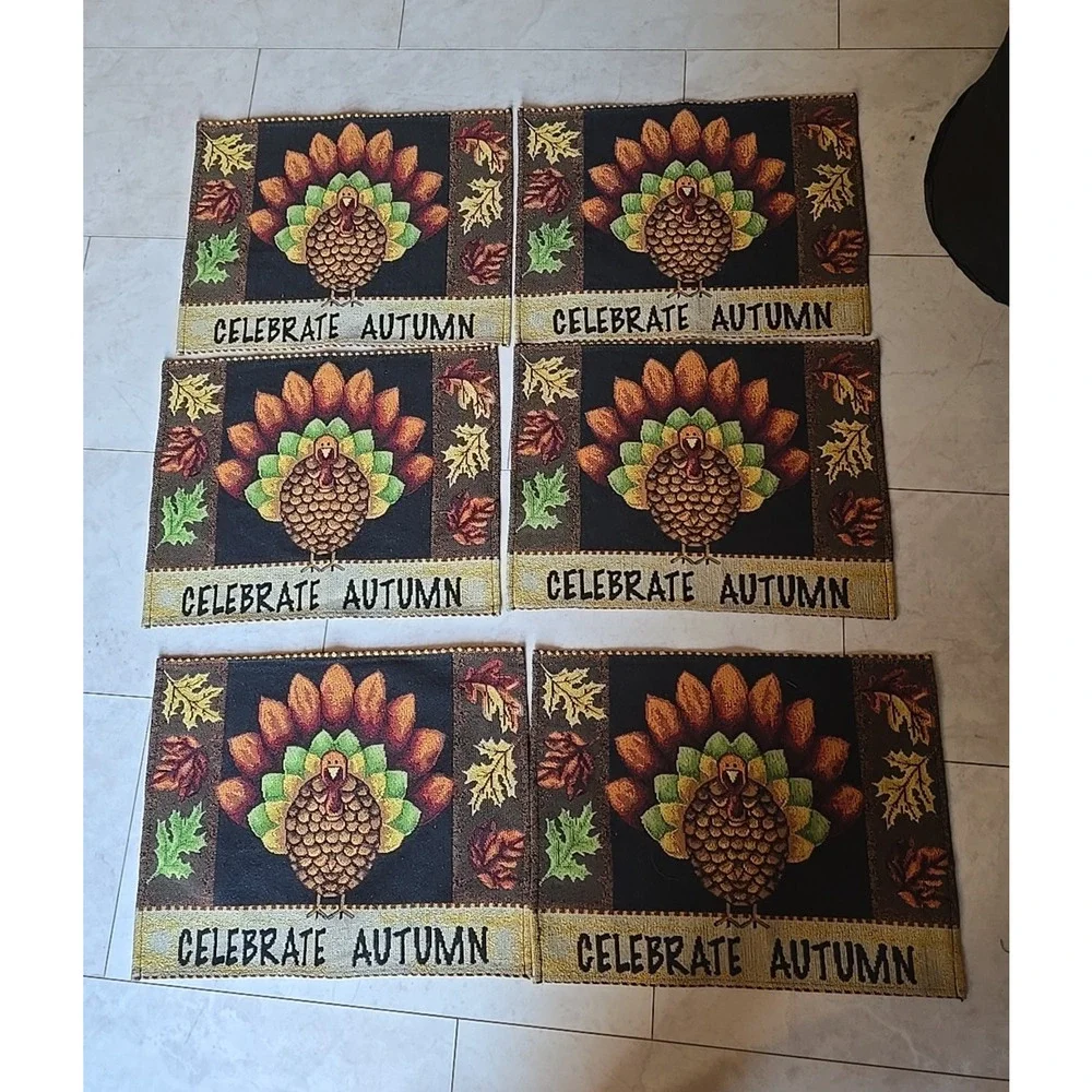Lot of 6 Windham Home Celebrate Autumn Thanksgiving Tapestry‎ Placemats 13